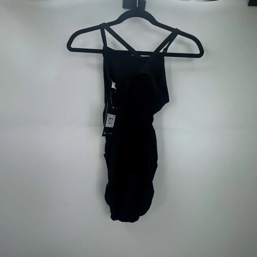 Nike Hydrastrong Racerback Cut-Out One Piece Swimsuit Black Size 4 NWT